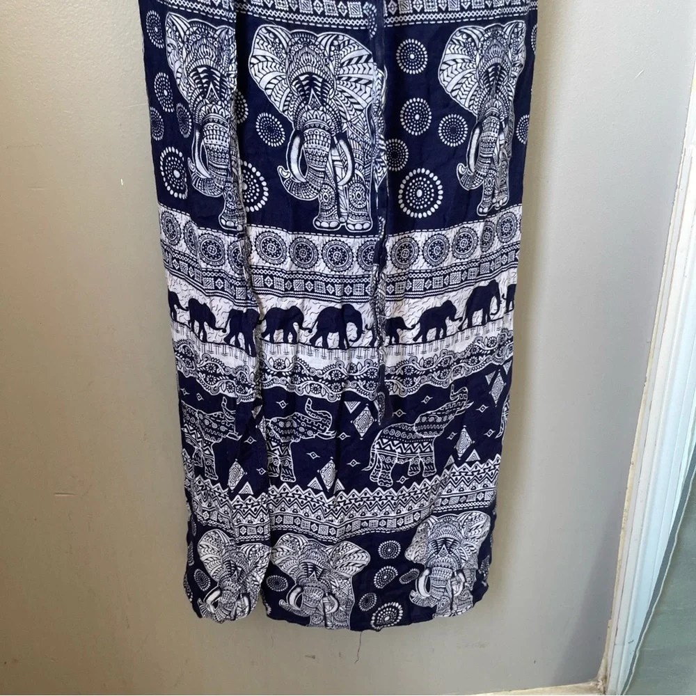 Navy and White elephant print Pencil wrap Maxi Skirt for Casual Wear - Picture 3 of 7